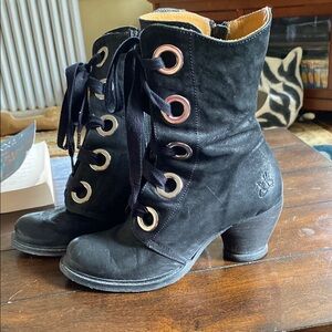 Fluevog Funky Black Lace-Up Ankle Boots